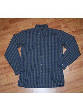 John Henry Men's Sz M Fitted Plaid Button Front Shirt